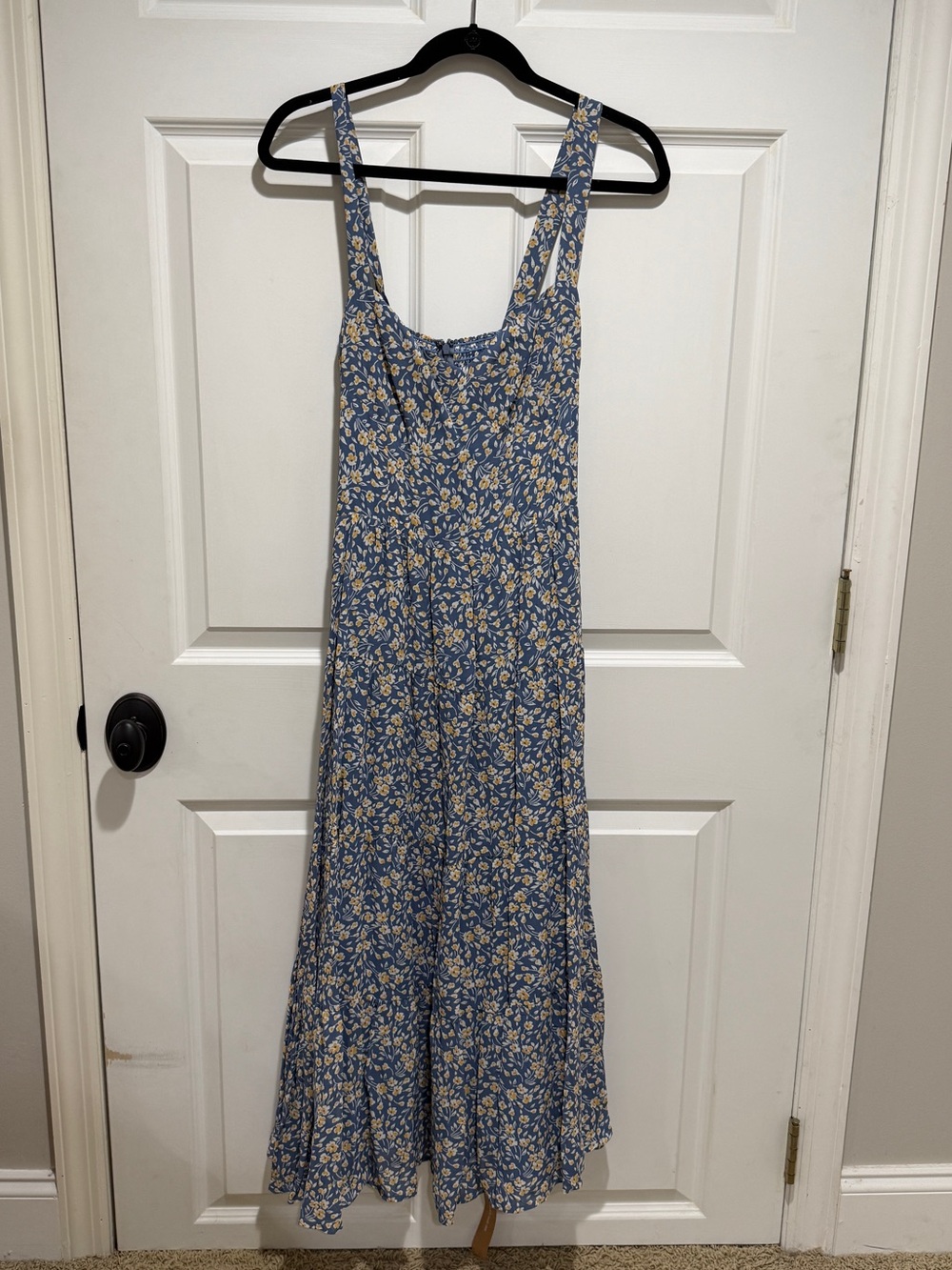 Reformation Blue Floral Maxi Dress with Cream Print